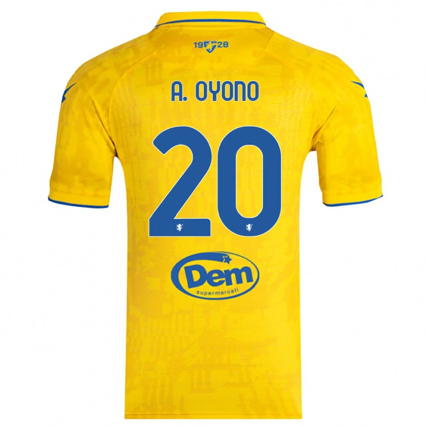 Danxen Niño Camiseta Anthony Oyono #20 Amarillo Azul 1ª Equipación 2025/26 La Camisa México