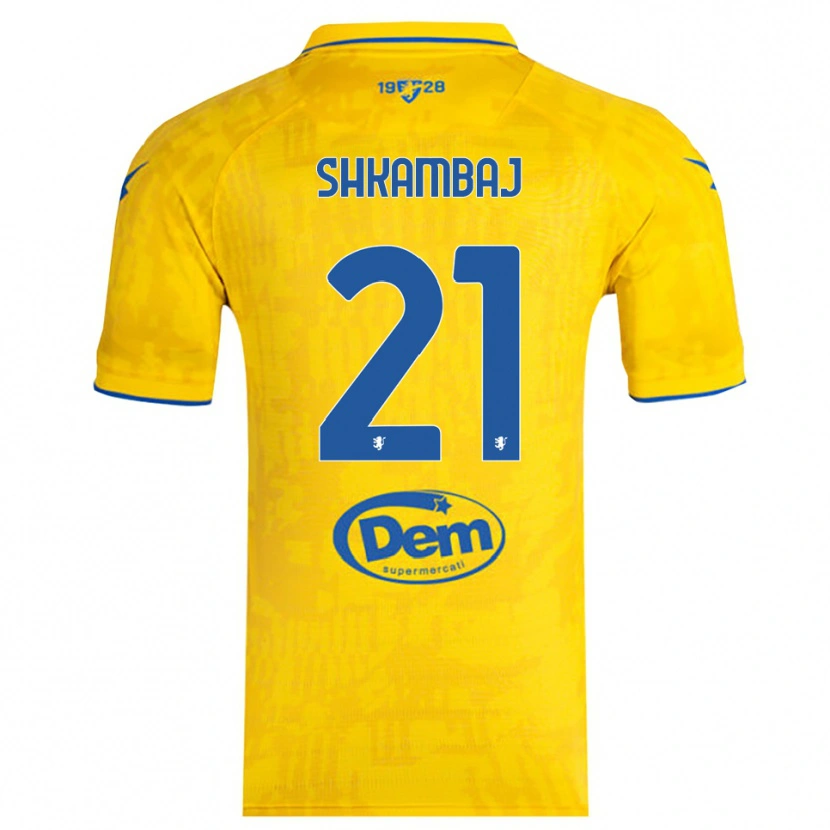 Danxen Niño Camiseta Ardit Shkambaj #21 Amarillo Azul 1ª Equipación 2025/26 La Camisa México