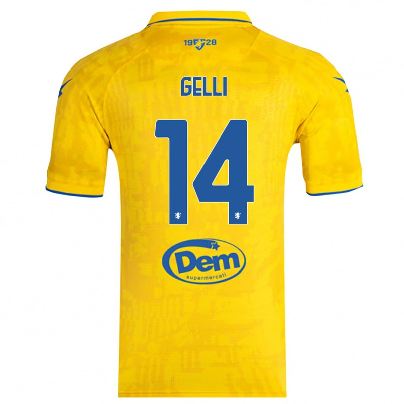 Danxen Niño Camiseta Francesco Gelli #14 Amarillo Azul 1ª Equipación 2025/26 La Camisa México