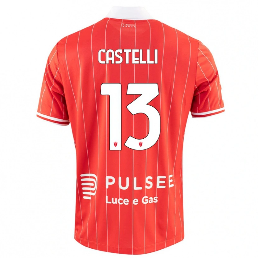 Danxen Niño Camiseta Davide Castelli #13 Rojo Blanco 1ª Equipación 2025/26 La Camisa México