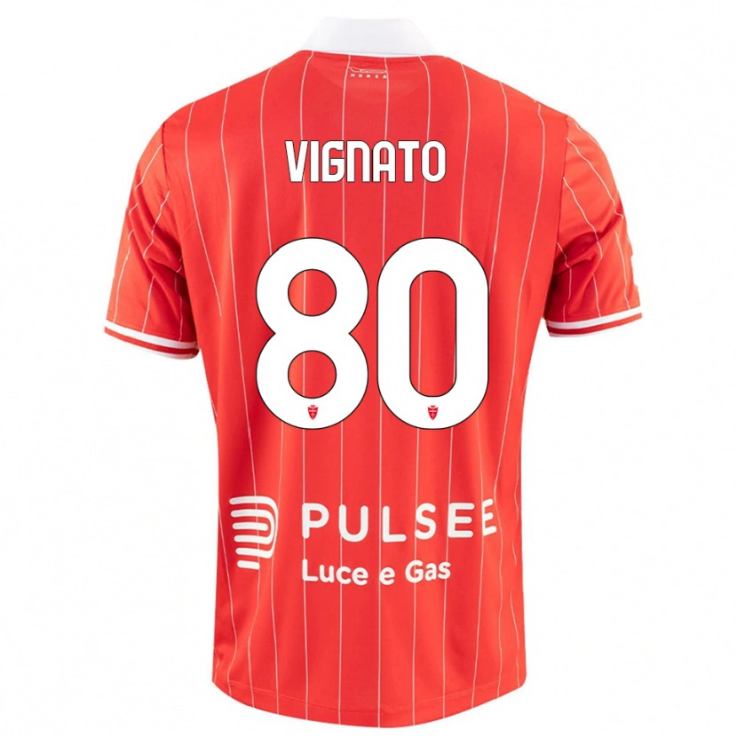 Danxen Niño Camiseta Samuele Vignato #80 Rojo Blanco 1ª Equipación 2025/26 La Camisa México
