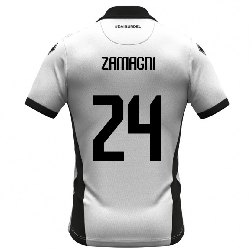 Danxen Niño Camiseta Davide Zamagni #24 Blanco Negro Naranja 1ª Equipación 2025/26 La Camisa México