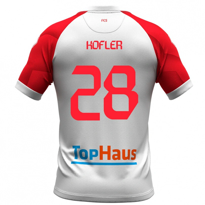 Danxen Niño Camiseta Raphael Kofler #28 Blanco Rojo 1ª Equipación 2025/26 La Camisa México