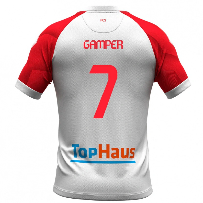 Danxen Niño Camiseta Hannes Gamper #7 Blanco Rojo 1ª Equipación 2025/26 La Camisa México