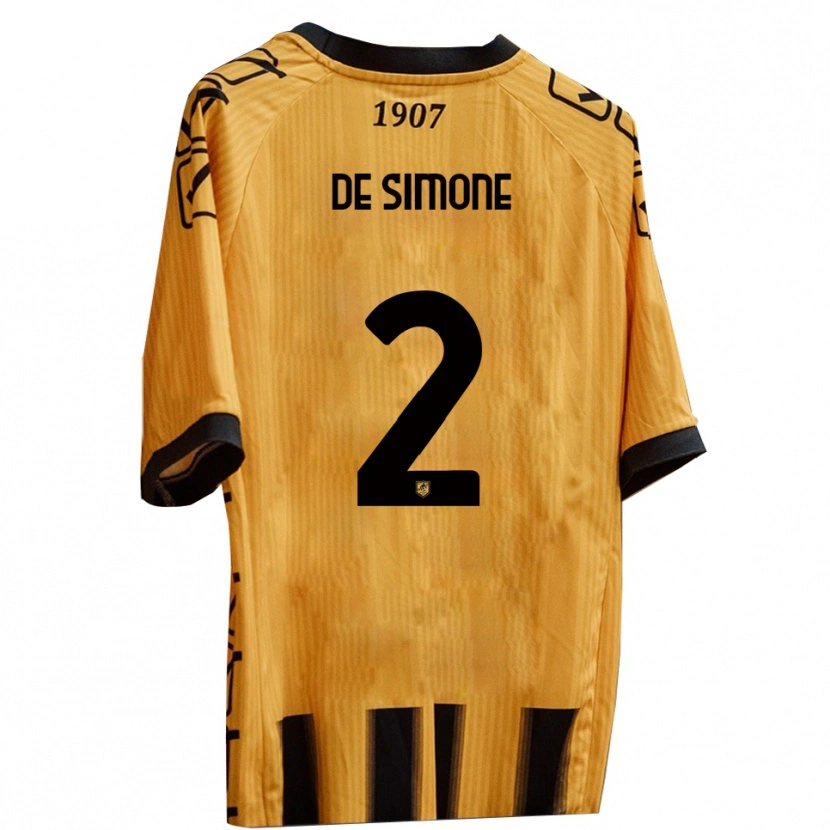 Danxen Niño Camiseta Marco De Simone #2 Amarillo Negro 1ª Equipación 2025/26 La Camisa México