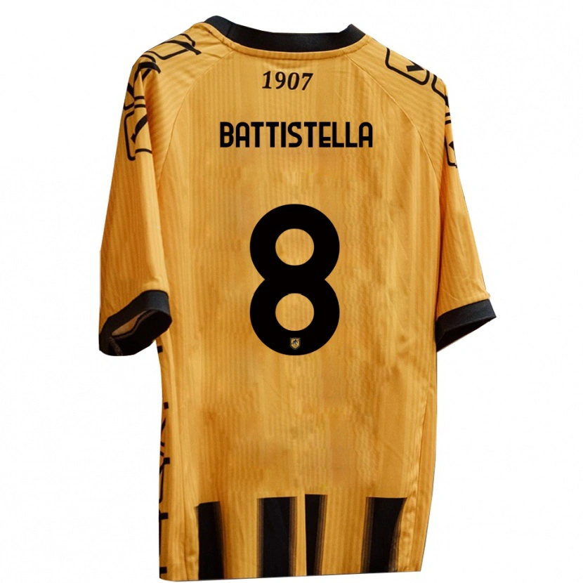 Danxen Niño Camiseta Thomas Battistella #8 Amarillo Negro 1ª Equipación 2025/26 La Camisa México