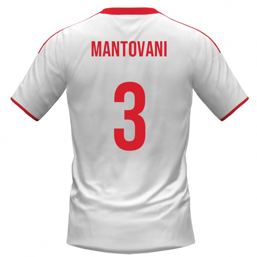 Danxen Niño Camiseta Valerio Mantovani #3 Blanco Rojo 1ª Equipación 2025/26 La Camisa México