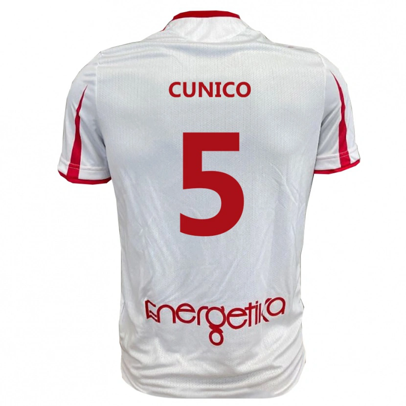 Danxen Niño Camiseta Lorenzo Cunico #5 Blanco Rojo 1ª Equipación 2025/26 La Camisa México