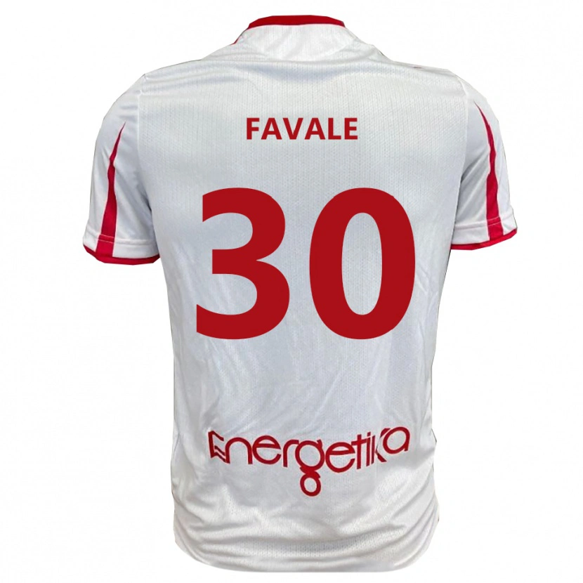 Danxen Niño Camiseta Giulio Favale #30 Blanco Rojo 1ª Equipación 2025/26 La Camisa México