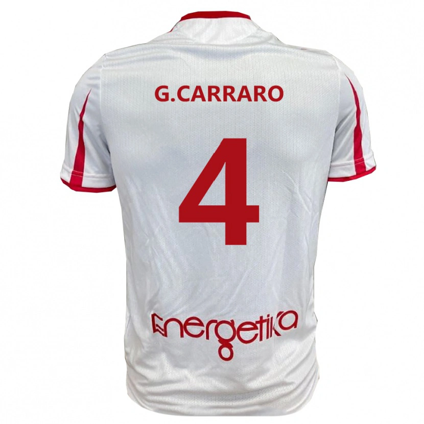 Danxen Niño Camiseta Giulio Carraro #4 Blanco Rojo 1ª Equipación 2025/26 La Camisa México