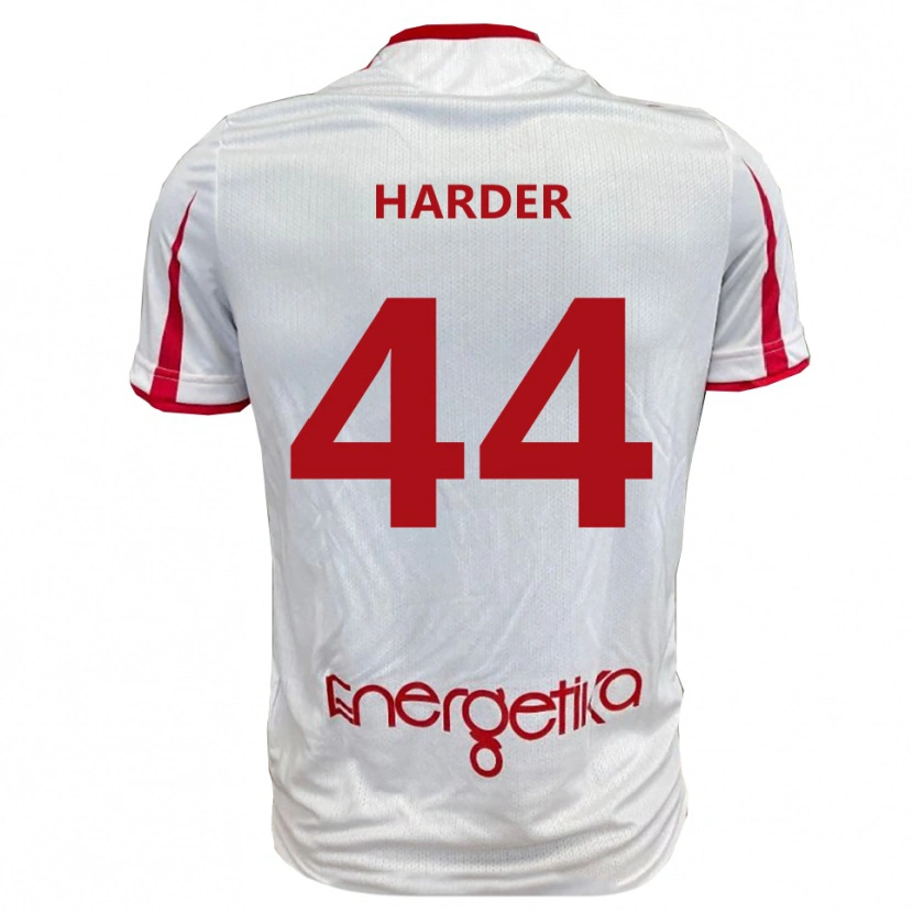 Danxen Niño Camiseta Jonas Harder #44 Blanco Rojo 1ª Equipación 2025/26 La Camisa México
