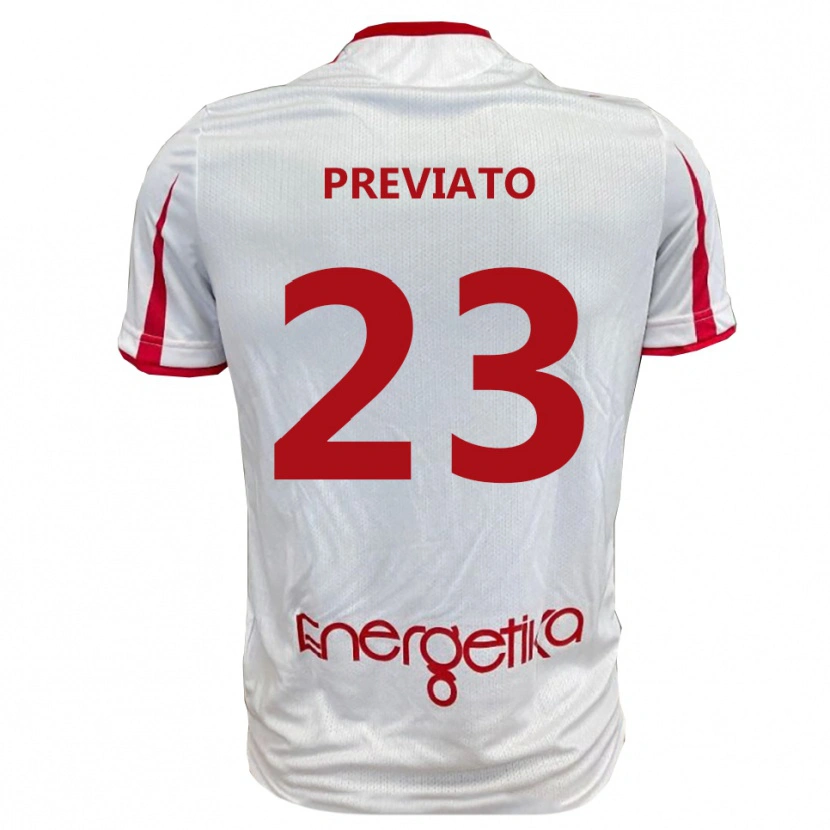 Danxen Niño Camiseta Sebastiano Previato #23 Blanco Rojo 1ª Equipación 2025/26 La Camisa México