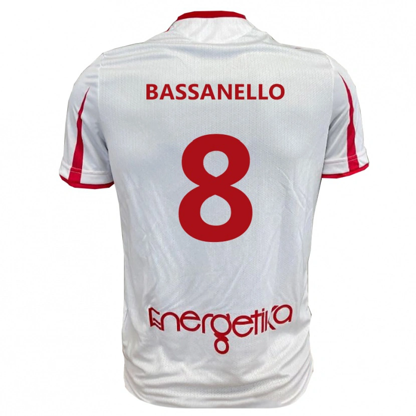 Danxen Niño Camiseta Davide Bassanello #8 Blanco Rojo 1ª Equipación 2025/26 La Camisa México