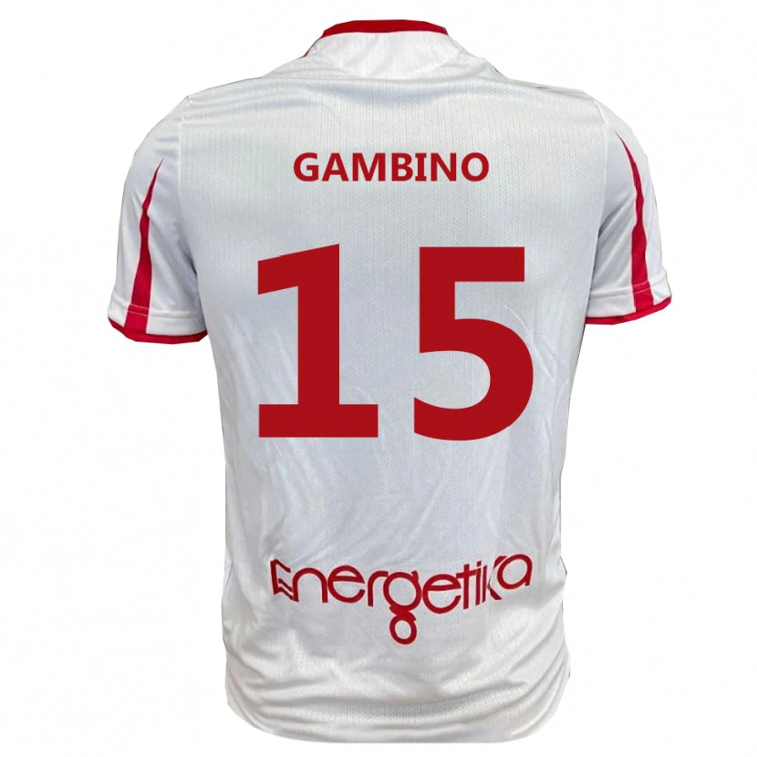 Danxen Niño Camiseta Christian Gambino #15 Blanco Rojo 1ª Equipación 2025/26 La Camisa México