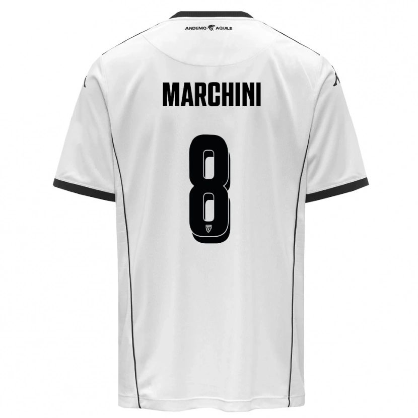 Danxen Niño Camiseta Mattia Marchini #8 Blanco Negro 1ª Equipación 2025/26 La Camisa México