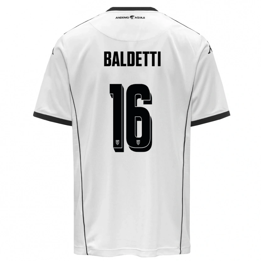 Danxen Niño Camiseta Andrea Baldetti #16 Blanco Negro 1ª Equipación 2025/26 La Camisa México