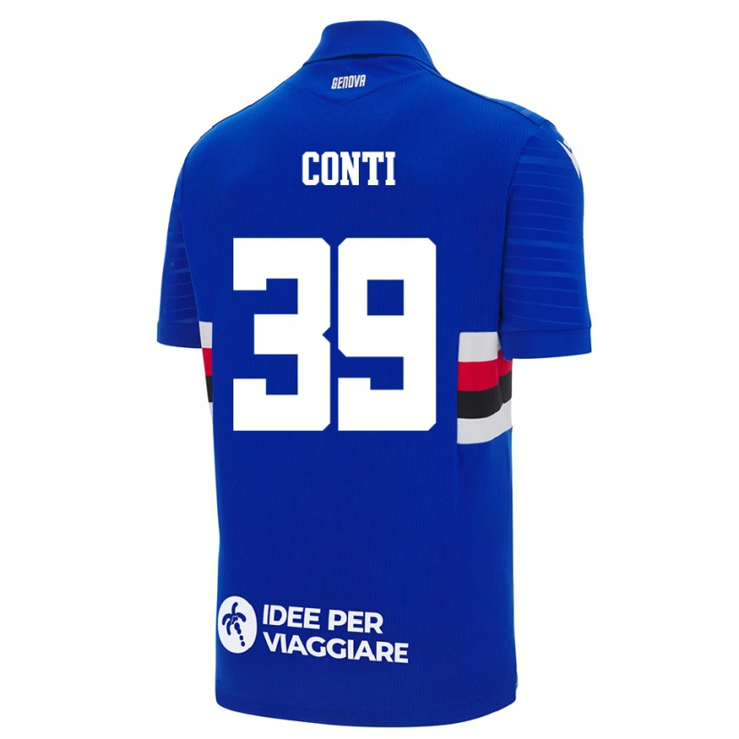 Danxen Niño Camiseta Francesco Conti #39 Azul Blanco 1ª Equipación 2025/26 La Camisa México