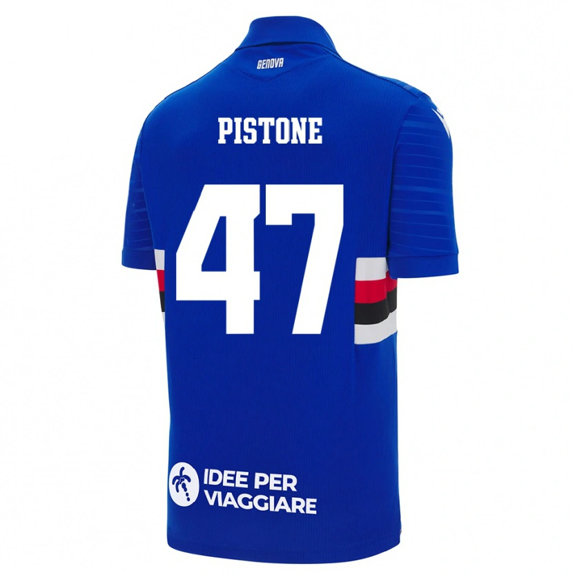 Danxen Niño Camiseta Giovanni Pistone #47 Azul Blanco 1ª Equipación 2025/26 La Camisa México