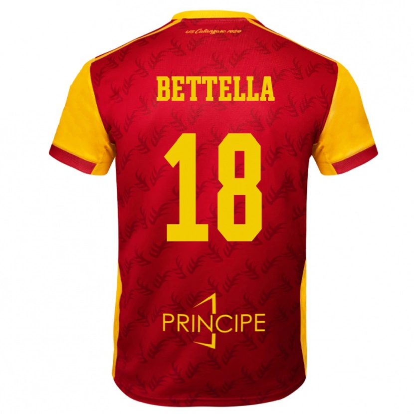 Danxen Niño Camiseta Davide Bettella #18 Amarillo Rojo 1ª Equipación 2025/26 La Camisa México