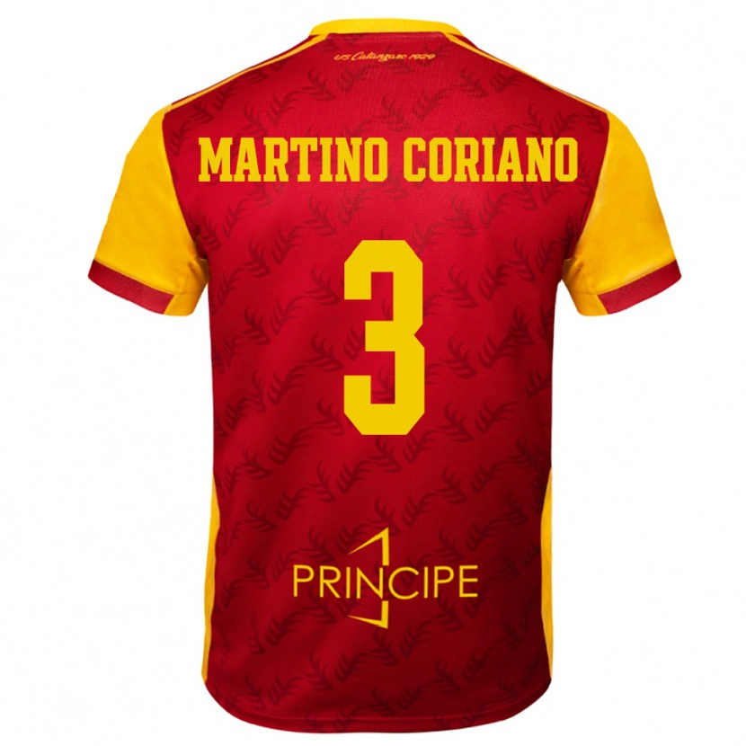Danxen Niño Camiseta Matteo Martino Coriano #3 Amarillo Rojo 1ª Equipación 2025/26 La Camisa México