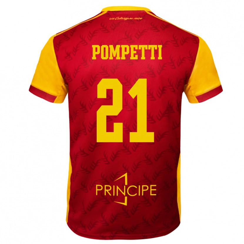 Danxen Niño Camiseta Marco Pompetti #21 Amarillo Rojo 1ª Equipación 2025/26 La Camisa México