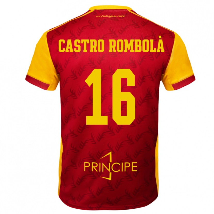 Danxen Niño Camiseta Carlo Castro Rombolà #16 Amarillo Rojo 1ª Equipación 2025/26 La Camisa México