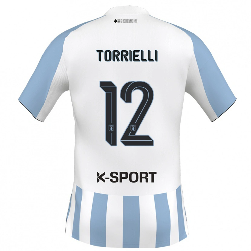 Danxen Niño Camiseta Edoardo Torrielli #12 Blanco Azul Cielo 1ª Equipación 2025/26 La Camisa México
