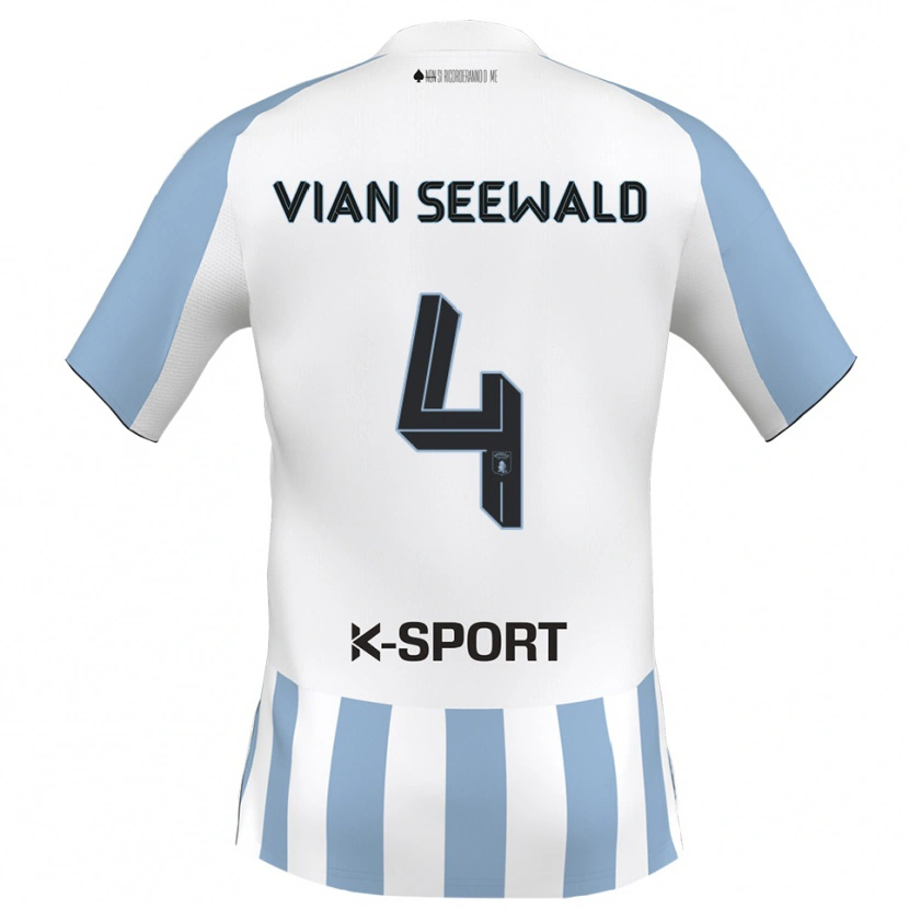 Danxen Niño Camiseta Pedro Vian Seewald #4 Blanco Azul Cielo 1ª Equipación 2025/26 La Camisa México