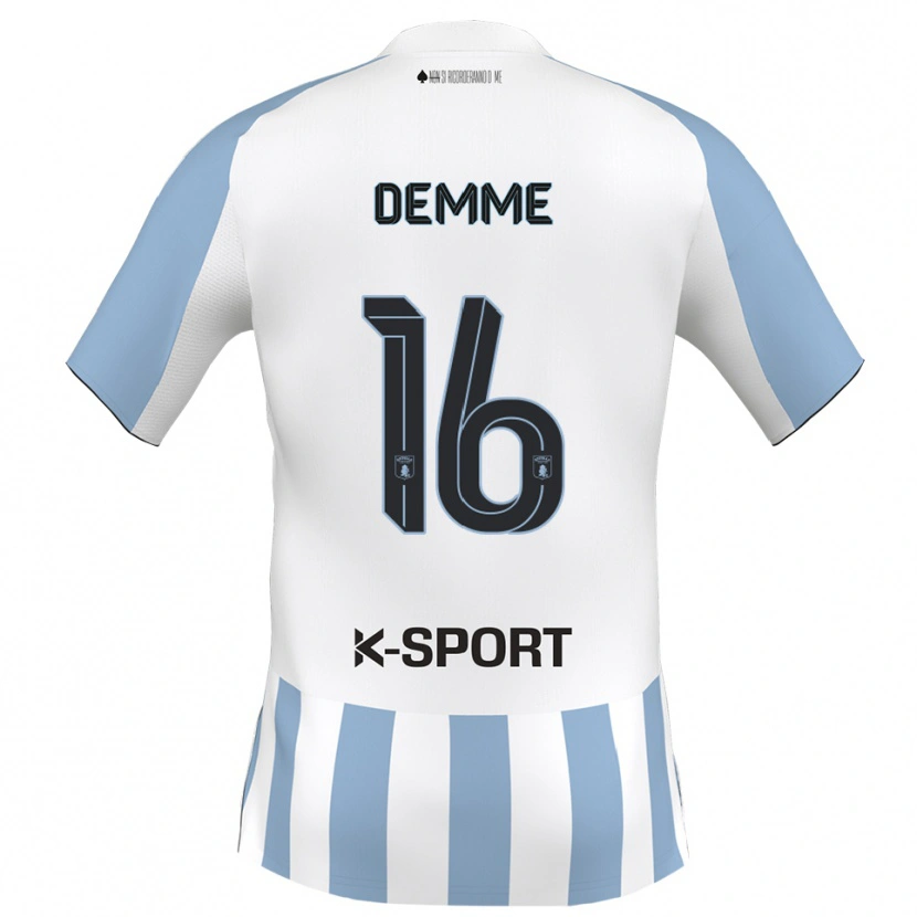 Danxen Niño Camiseta Maurizio Demme #16 Blanco Azul Cielo 1ª Equipación 2025/26 La Camisa México