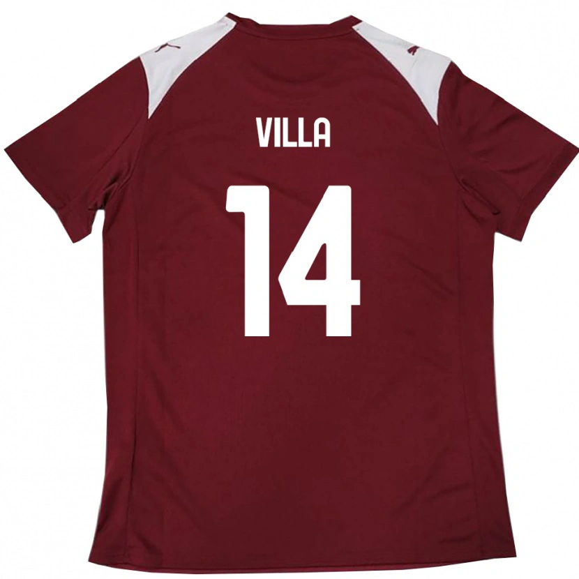 Danxen Niño Camiseta Luca Villa #14 Borgoña Blanco 1ª Equipación 2025/26 La Camisa México