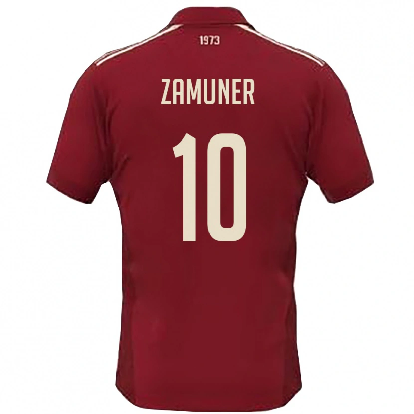Danxen Niño Camiseta Mattia Zamuner #10 Borgoña Blanco 1ª Equipación 2025/26 La Camisa México