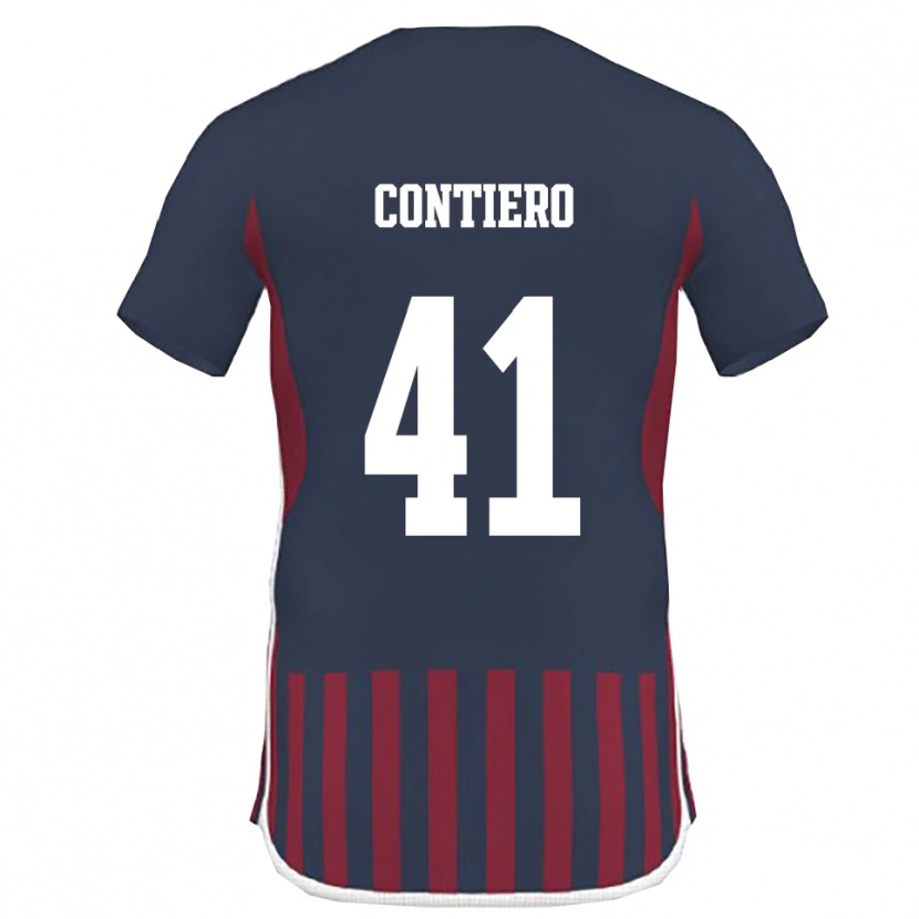 Danxen Niño Camiseta Edoardo Contiero #41 Marino Rojo 1ª Equipación 2025/26 La Camisa México