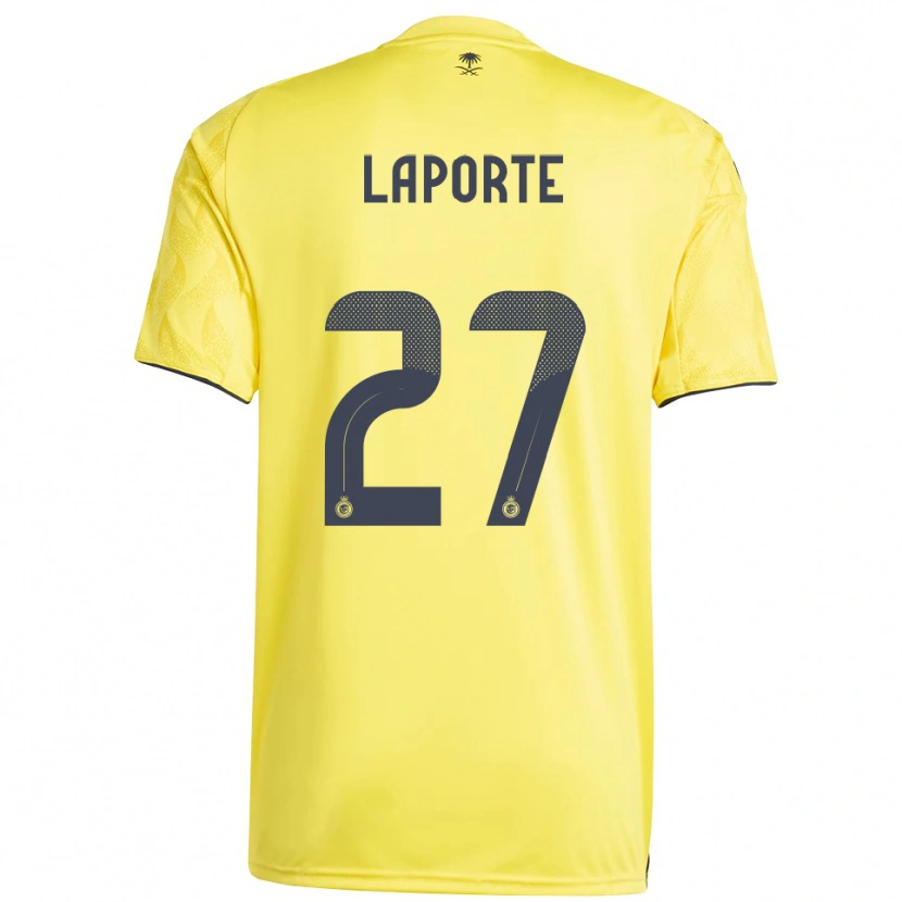 Danxen Niño Camiseta Aymeric Laporte #27 Amarillo Negro 1ª Equipación 2025/26 La Camisa México