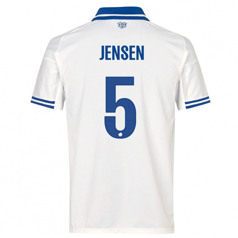 Danxen Niño Camiseta Emma Jensen #5 Blanco Azul 1ª Equipación 2025/26 La Camisa México