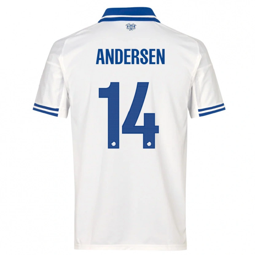 Danxen Niño Camiseta Svava Andersen #14 Blanco Azul 1ª Equipación 2025/26 La Camisa México
