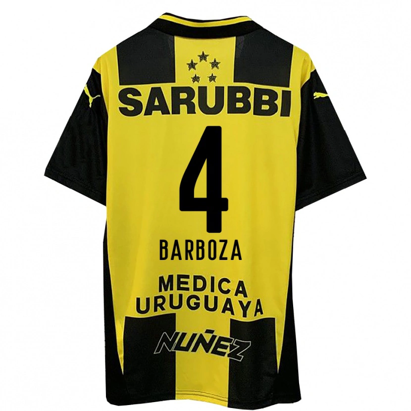 Danxen Niño Camiseta Brian Barboza #4 Amarillo Negro 1ª Equipación 2025/26 La Camisa México