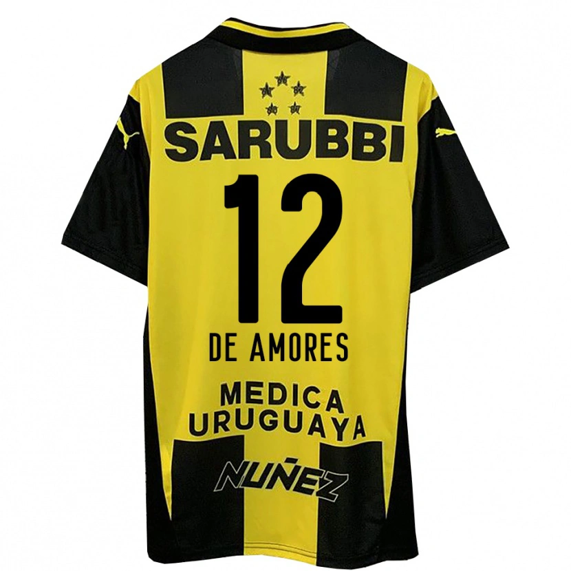 Danxen Niño Camiseta Guillermo De Amores #12 Amarillo Negro 1ª Equipación 2025/26 La Camisa México