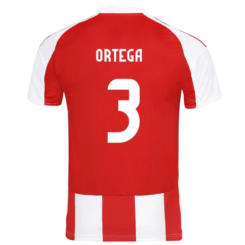 Danxen Niño Camiseta Francisco Ortega #3 Rojo Blanco 1ª Equipación 2025/26 La Camisa México