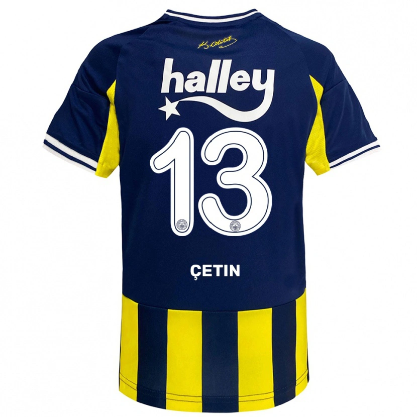 Danxen Niño Camiseta Tarık Çetin #13 Amarillo Marino Blanco 1ª Equipación 2025/26 La Camisa México