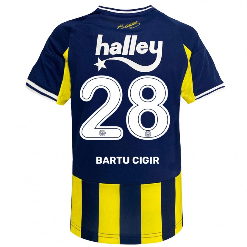 Danxen Niño Camiseta Can Bartu Çığır #28 Amarillo Marino Blanco 1ª Equipación 2025/26 La Camisa México