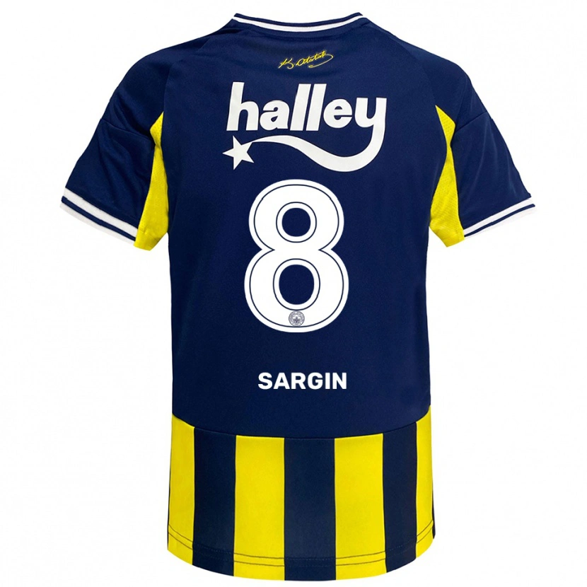 Danxen Niño Camiseta Samet Sargın #8 Amarillo Marino Blanco 1ª Equipación 2025/26 La Camisa México