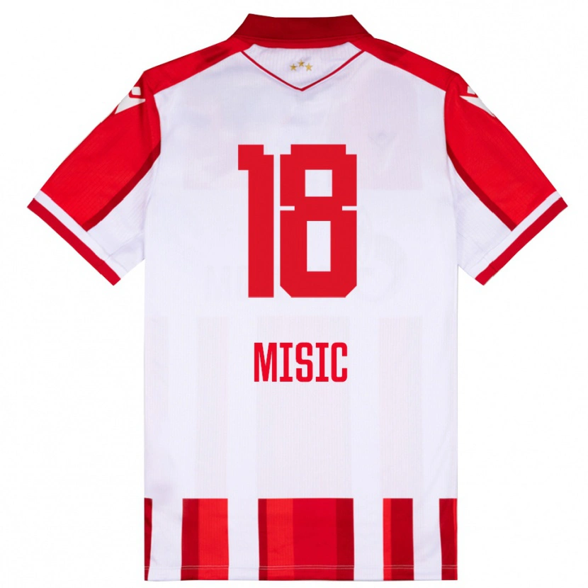 Danxen Niño Camiseta Ognjen Misic #18 Rojo Blanco 1ª Equipación 2025/26 La Camisa México