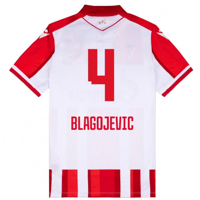 Danxen Niño Camiseta Niksa Blagojevic #4 Rojo Blanco 1ª Equipación 2025/26 La Camisa México