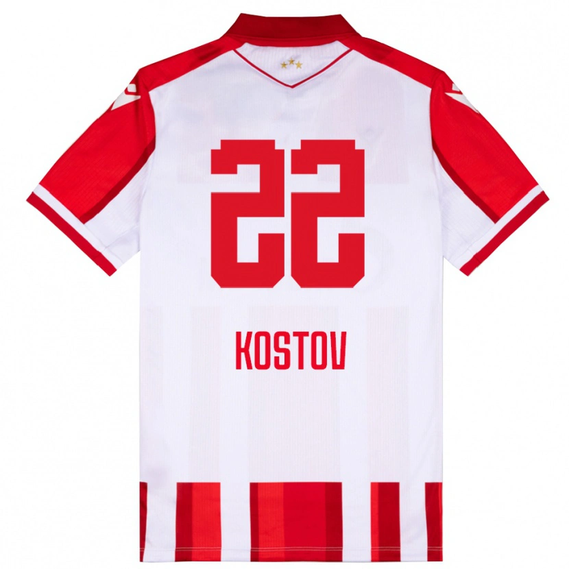 Danxen Niño Camiseta Vasilije Kostov #22 Rojo Blanco 1ª Equipación 2025/26 La Camisa México