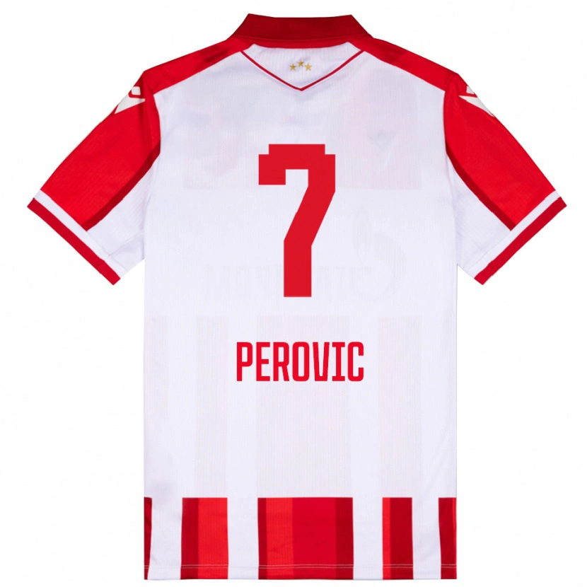 Danxen Niño Camiseta Naum Perovic #7 Rojo Blanco 1ª Equipación 2025/26 La Camisa México
