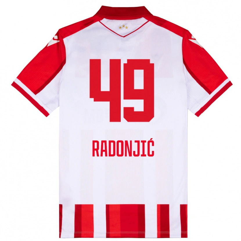 Danxen Niño Camiseta Nemanja Radonjić #49 Rojo Blanco 1ª Equipación 2025/26 La Camisa México