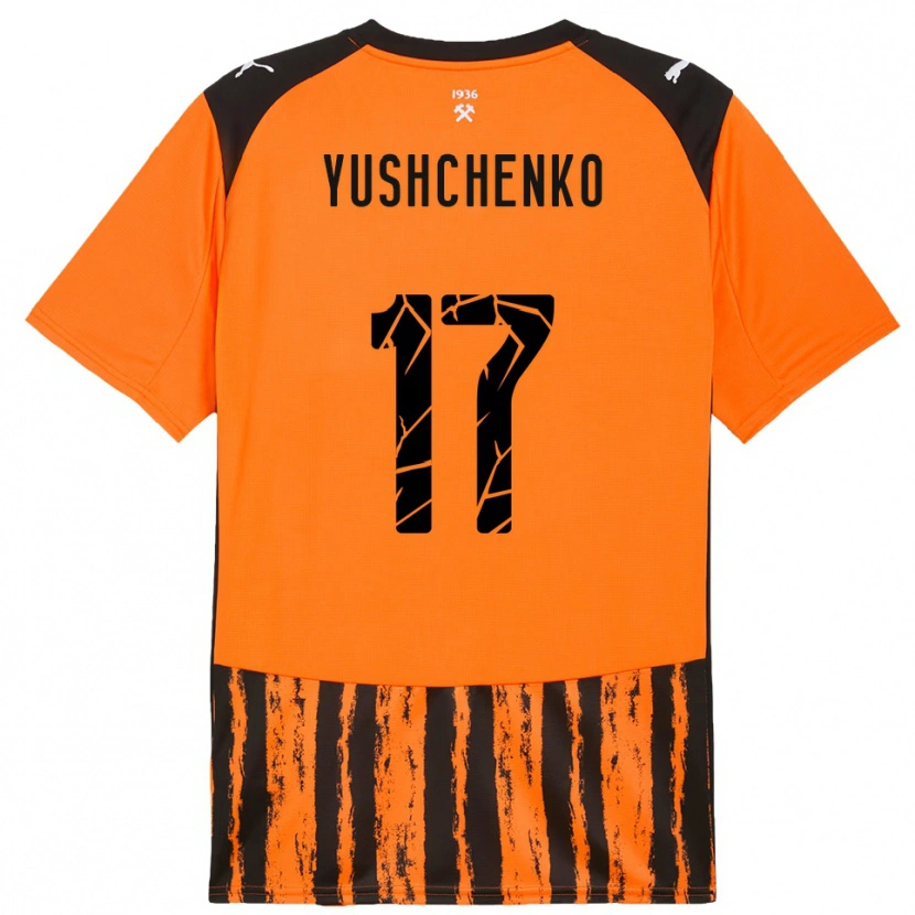 Danxen Niño Camiseta Oleksandr Yushchenko #17 Naranja Negro 1ª Equipación 2025/26 La Camisa México