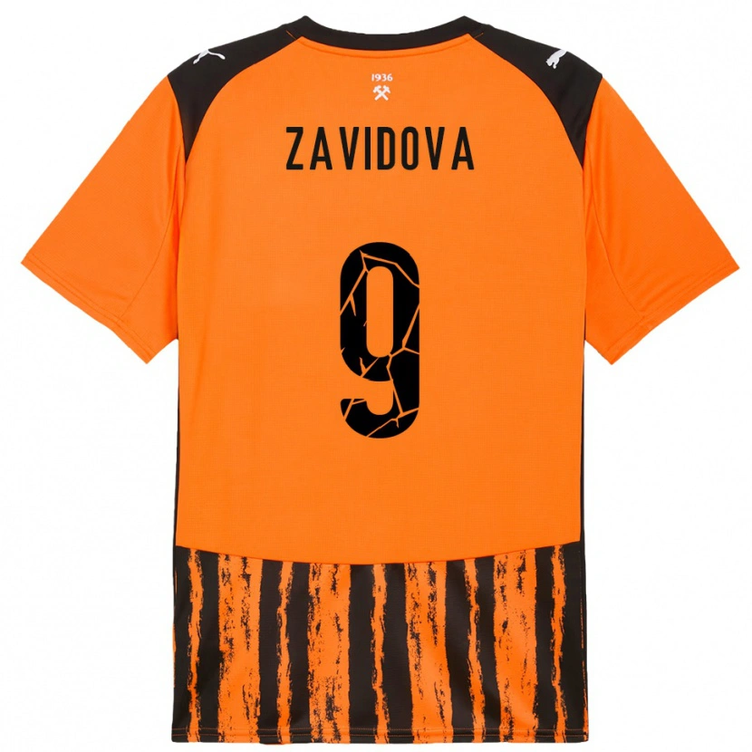 Danxen Niño Camiseta Yuliana Zavidova #9 Naranja Negro 1ª Equipación 2025/26 La Camisa México