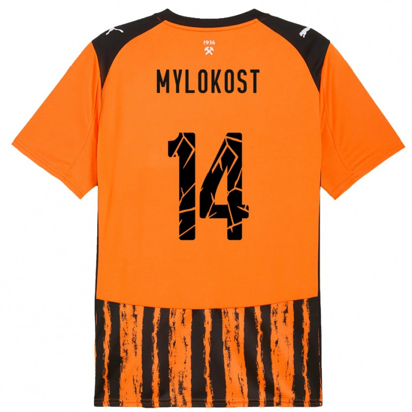 Danxen Niño Camiseta Yaroslav Mylokost #14 Naranja Negro 1ª Equipación 2025/26 La Camisa México