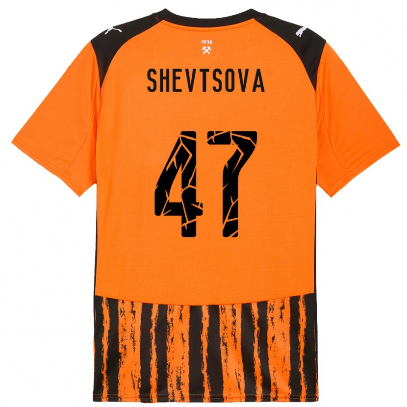Danxen Niño Camiseta Viktoriia Shevtsova #47 Naranja Negro 1ª Equipación 2025/26 La Camisa México
